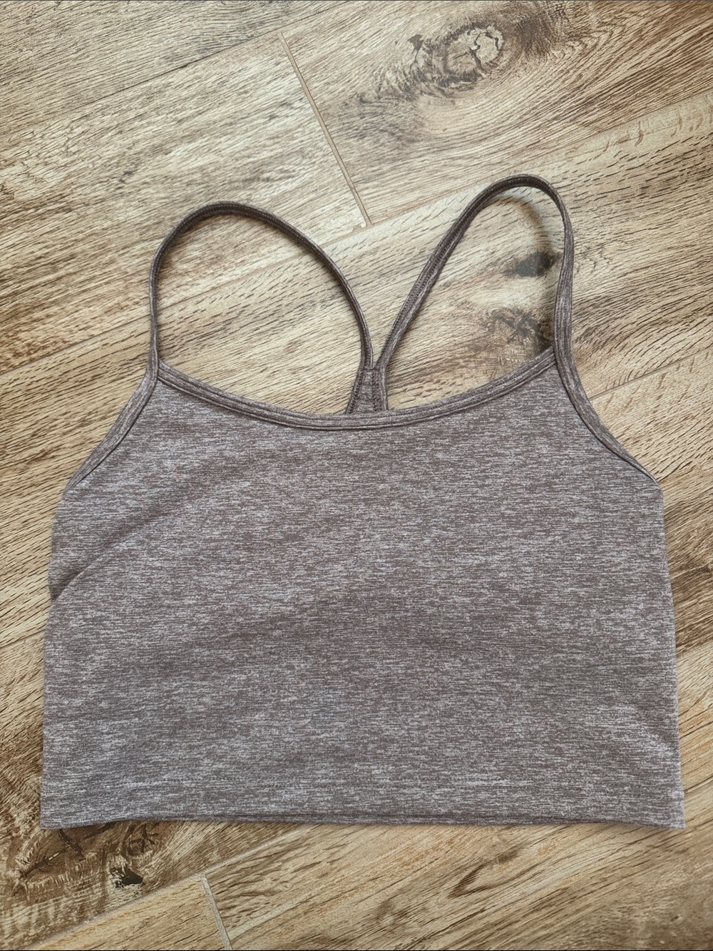 Brown Heathered Strappy Crop Top
